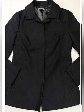 Anna K Italy Black Wool Blend Coat Lined Classic Long Sleeve Jacket Women’s Sz 8
